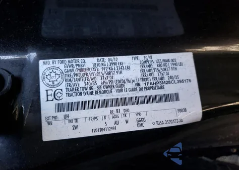 2012 Ford Focus Sel z USA, uszkodzony, nr VIN 1FAHP3M28CL395176